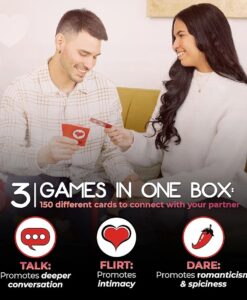 ID: SK195 Talk, Flirt, Dare! Fun and Romantic Game for Couples: Conversation Starters, Flirty Games and Cool Dares. Deepen Relationship with Your Partner. Perfect Couples Gift!