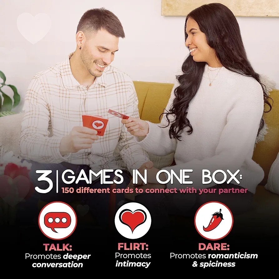 ID: SK195 Talk, Flirt, Dare! Fun and Romantic Game for Couples: Conversation Starters, Flirty Games and Cool Dares. Deepen Relationship with Your Partner. Perfect Couples Gift!