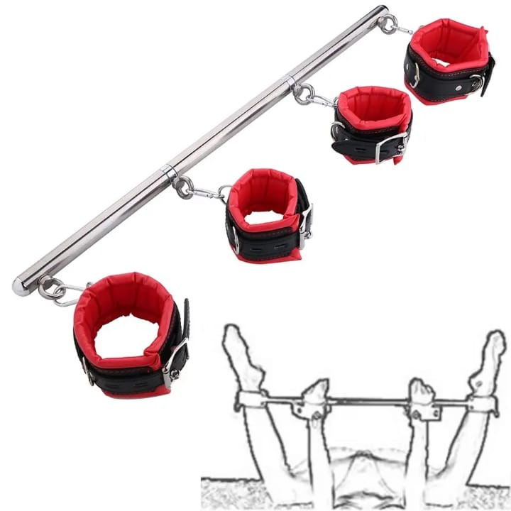 ID: SK075 Spreader Bar Sex Toys Restraints with Handcuffs Foot Wrist Cuffs BDSM Bondage Set - Detachable
