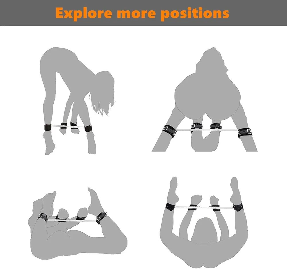 ID: SK075 Spreader Bar Sex Toys Restraints with Handcuffs Foot Wrist Cuffs BDSM Bondage Set - Detachable - Image 3