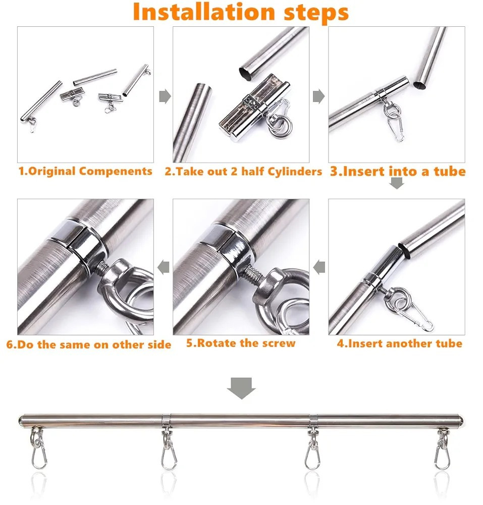 ID: SK075 Spreader Bar Sex Toys Restraints with Handcuffs Foot Wrist Cuffs BDSM Bondage Set - Detachable - Image 4