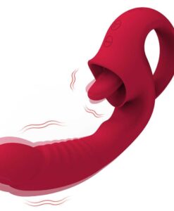 ID: SK083 2 in 1 Clitoral Tongue Licking Vibrator Dildo G Spot Stimulator USB sex toy