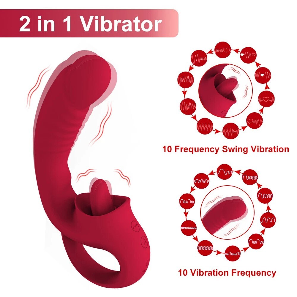 ID: SK083 2 in 1 Clitoral Tongue Licking Vibrator Dildo G Spot Stimulator USB sex toy - Image 4