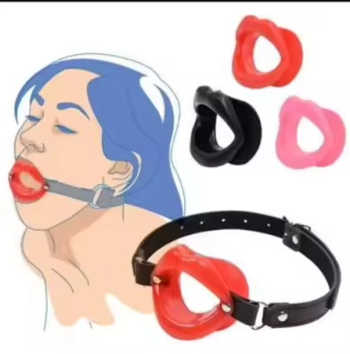 ID: SK022 Silicone Open Mouth Gag Lips Head O-Ring Ball Restraints Strap Plug Insert BDSM  