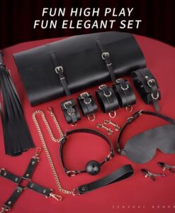 ID: SK026 Bondage Kit (10 pieces ) Sex Restraints Gears - Black