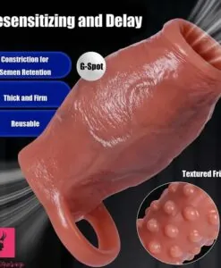 ID: SK007 Realistic Veins Dildo Sleeve With Cock Ring Hollow Design