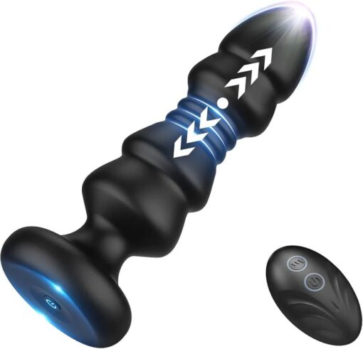 ID: SK008 Thrusting Sex Toys Anal Plugs - Anal Toys Sex Toy Remote Control Vibrating Butt Plug G Spot Vibrator, Anal Beads with 5 Vibrating & Thrusting Prostate Massager, Anal Sex Toys for Male and Female  
