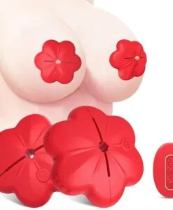 ID: SK009 Nipple Sex Toys Vibrator – Rose Petals Vibrating Nipple Clamps, Soft Liquid Silicone, 10 Vibration Modes,  Remote Control,