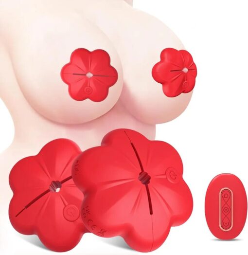 ID: SK009 Nipple Sex Toys Vibrator – Rose Petals Vibrating Nipple Clamps, Soft Liquid Silicone, 10 Vibration Modes,  Remote Control,  